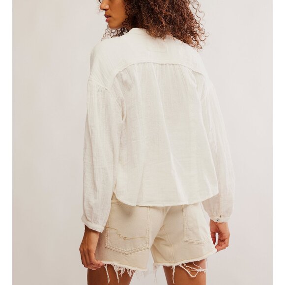 🆕 FREE PEOPLE We The Free Valley Double Cloth Shirt / Clean Ivory - Picture 3 of 10